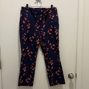 LOFT Navy Floral Straight Leg Pants